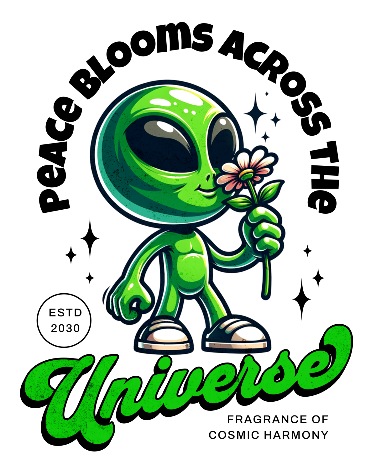 Funny Alien With a Flower Universe Quote