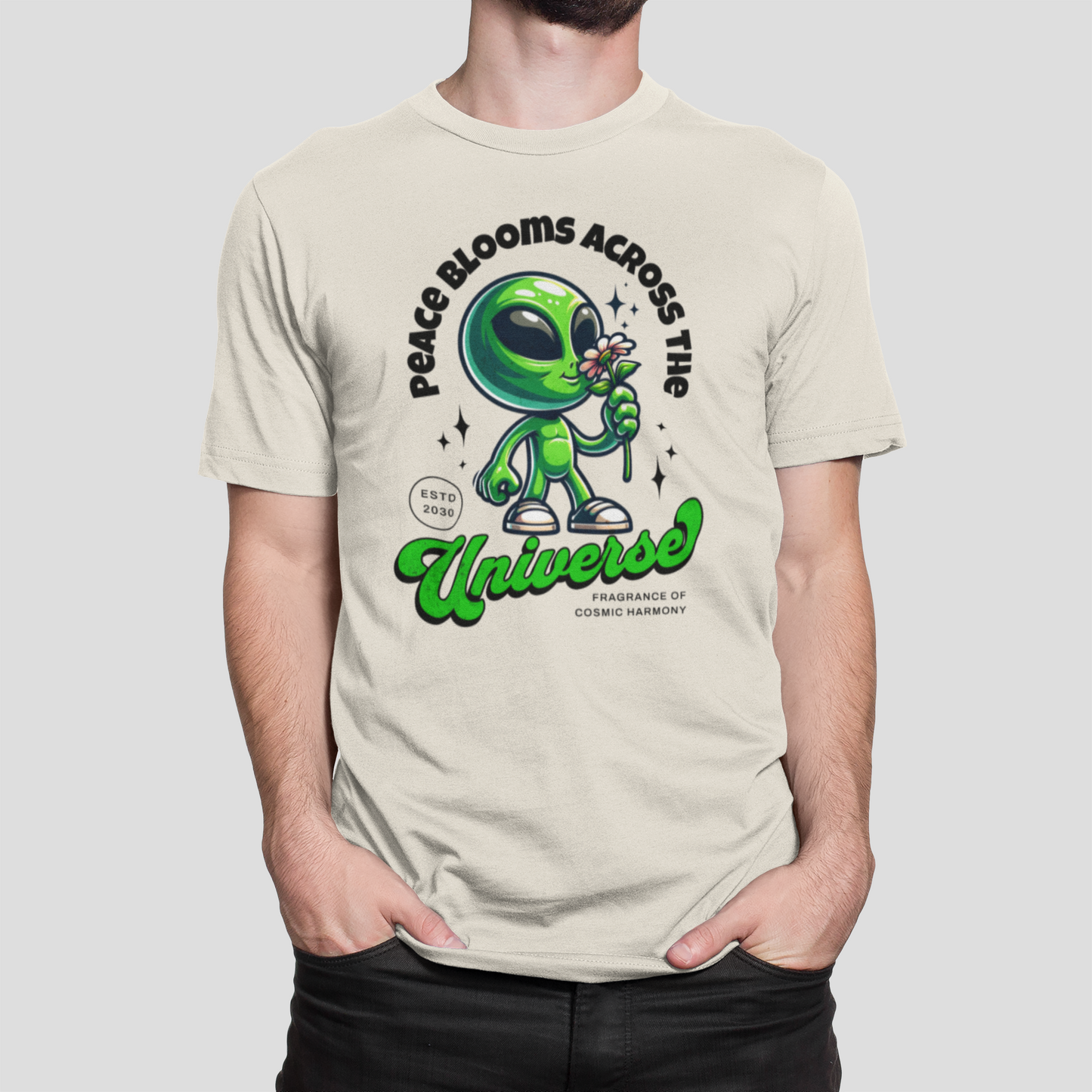 Funny Alien With a Flower Universe Quote